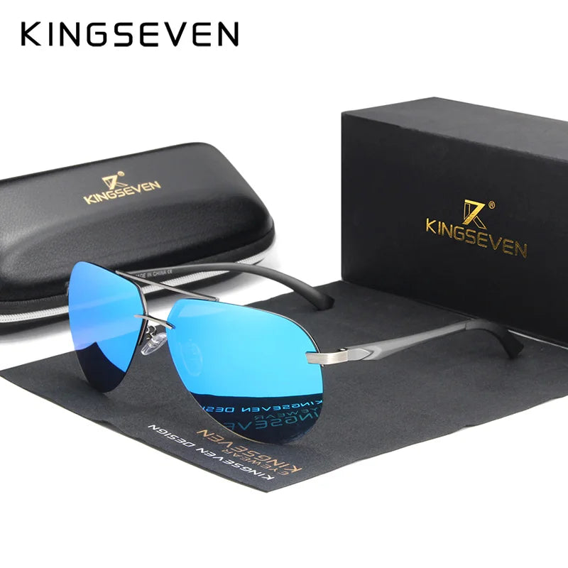 KINGSEVEN Hliníkovo-hořčíkové polarizované sluneční brýle bez obrouček pro muže, retro dámské brýle s vysokým rozlišením, Oculos de sol