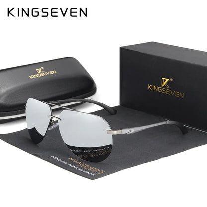 KINGSEVEN Hliníkovo-hořčíkové polarizované sluneční brýle bez obrouček pro muže, retro dámské brýle s vysokým rozlišením, Oculos de sol