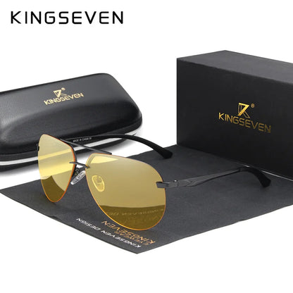 KINGSEVEN Hliníkovo-hořčíkové polarizované sluneční brýle bez obrouček pro muže, retro dámské brýle s vysokým rozlišením, Oculos de sol