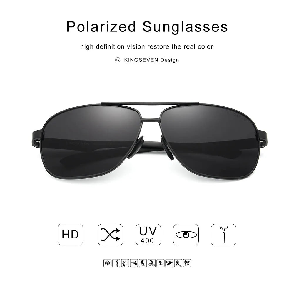 KINGSEVEN Nuovi occhiali da sole da uomo in alluminio, alla moda, da viaggio e da guida, occhiali da uomo Oculos con fascia, modello N7188