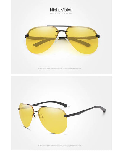 KINGSEVEN Hliníkovo-hořčíkové polarizované sluneční brýle bez obrouček pro muže, retro dámské brýle s vysokým rozlišením, Oculos de sol