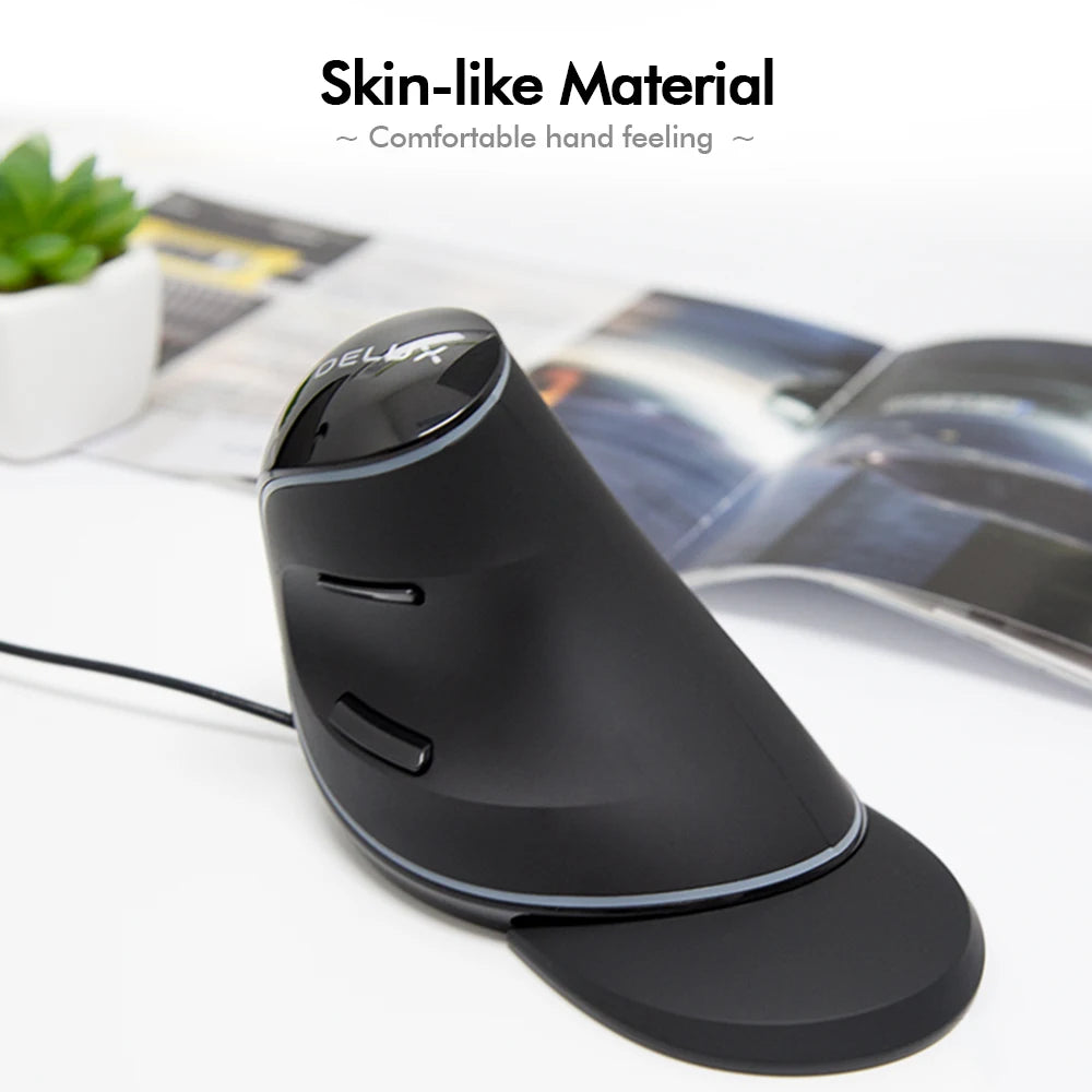 Delux M618 PLUS Vertical Mouse Gaming Wired Ergonomics Mice Wireless 6 Buttons 4000 DPI Optical Right Hand For PC Laptop