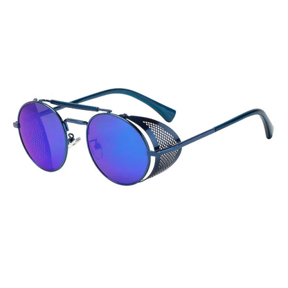 New Steampunk Retro Round Metal Sunglasses Men Women Brand Designer Glasses Metal Shields Shades Oculos De Sol UV400 Eyewear