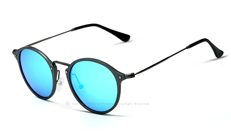 VEITHDIA Men Sunglasses Fashion Round Unisex Sun Glasses Polarized Coating Mirror Sports Driving Male Eyewear For Women 6358