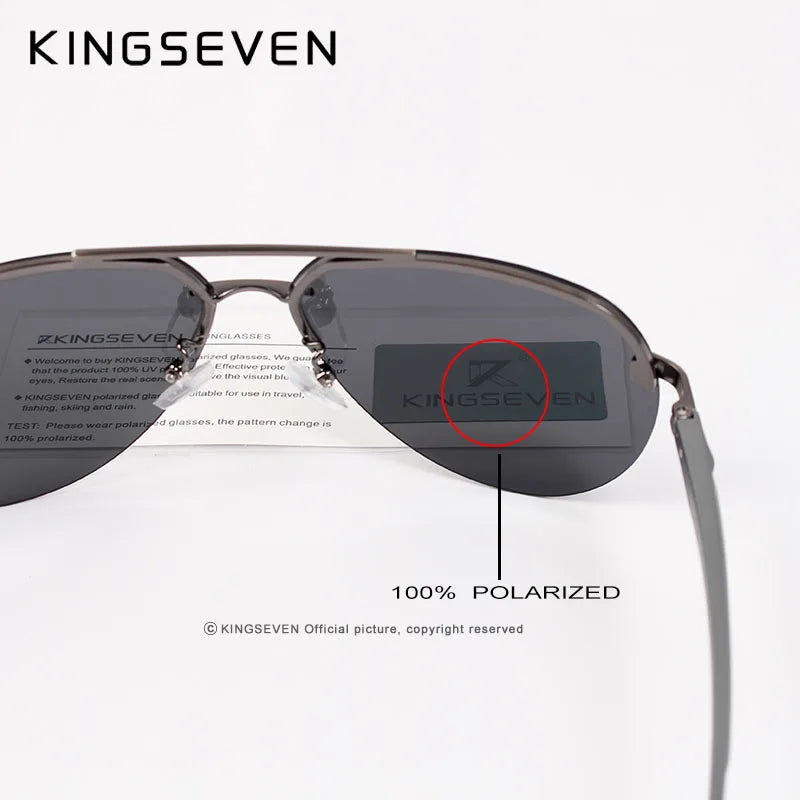 KINGSEVEN Hliníkovo-hořčíkové polarizované sluneční brýle bez obrouček pro muže, retro dámské brýle s vysokým rozlišením, Oculos de sol