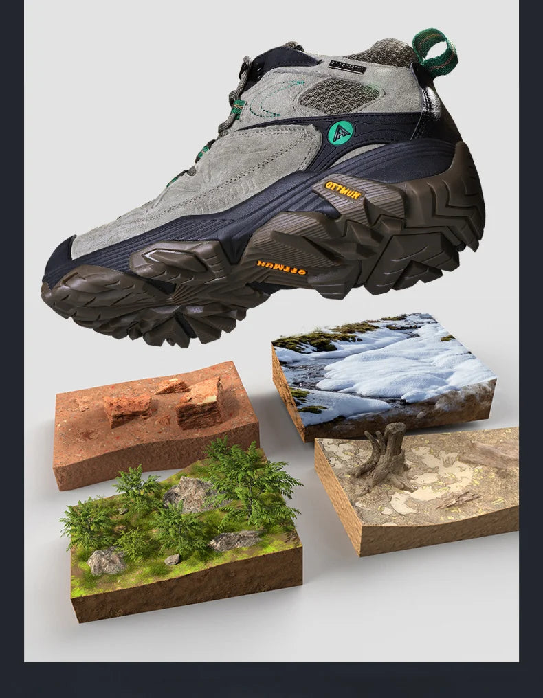 HUMTTO Waterproof Sneakers for Men, Hiking Shoes, Leather Trekking Boots for Women, Camping Hunting Men’s Mountain Tactical Ankle Boots