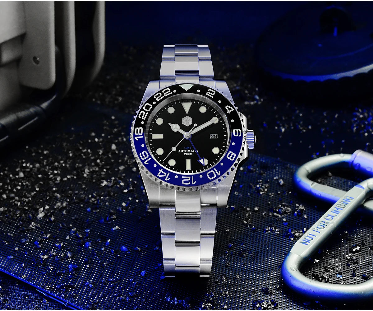 San Martin Luxury GMT Hangzhou 6460 Men's Automatic Mechanical Watch Business Sports Waterproof 200m Sapphire Full Luminous SN0016