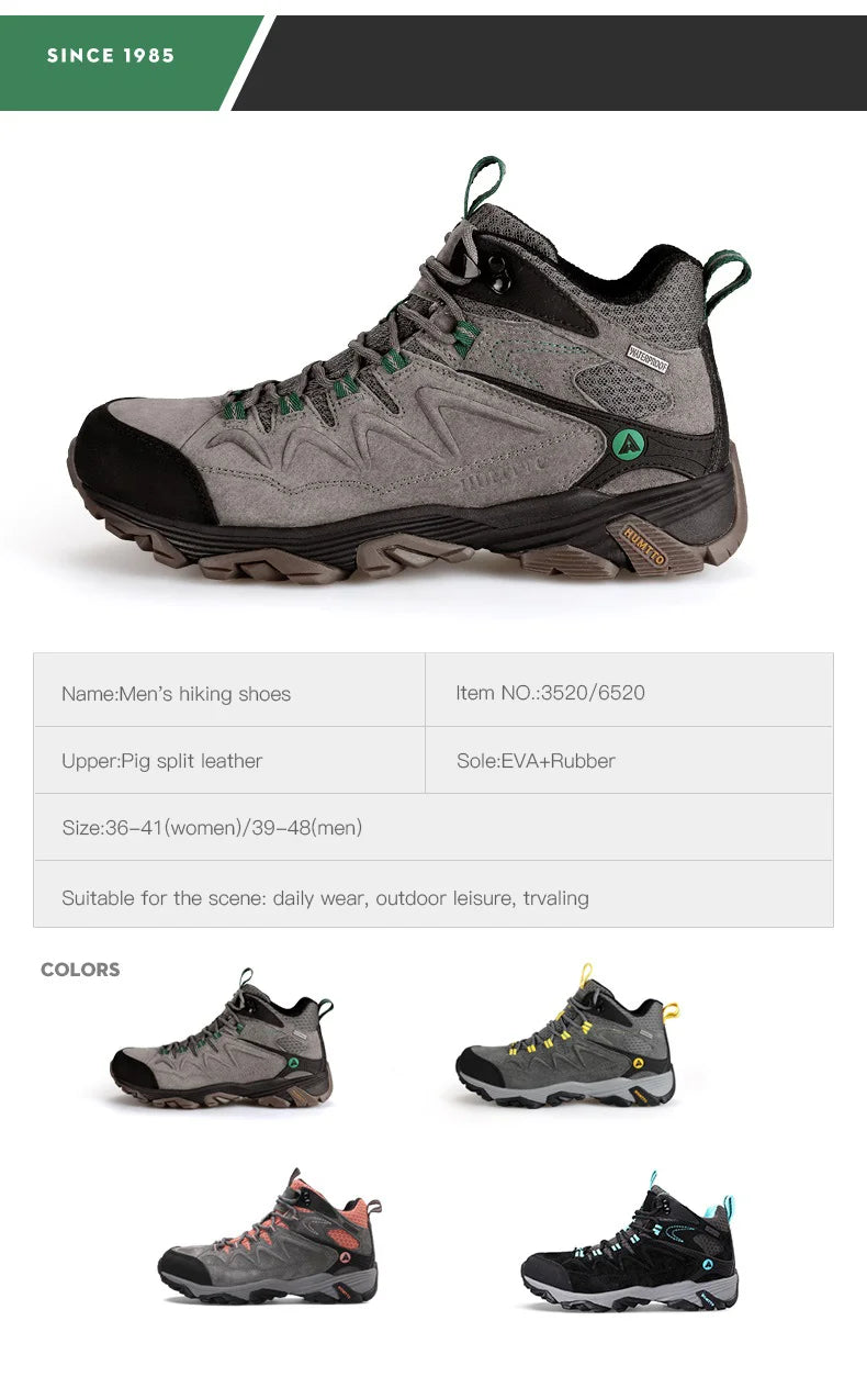 HUMTTO Waterproof Sneakers for Men, Hiking Shoes, Leather Trekking Boots for Women, Camping Hunting Men’s Mountain Tactical Ankle Boots