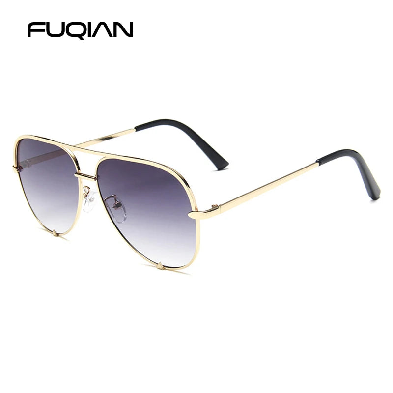 Classic Metal Aviation Sunglasses Women Fashion Alloy Pilot Sun Glasses Men Gradient Black Driving Shades Ladies UV400