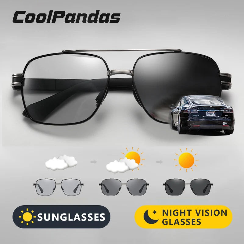 Sluneční brýle CoolPandas, polarizované, pro muže i ženy, fotochromatické, ochrana UV400, sluneční brýle na řízení, unisex, chameleonové skla