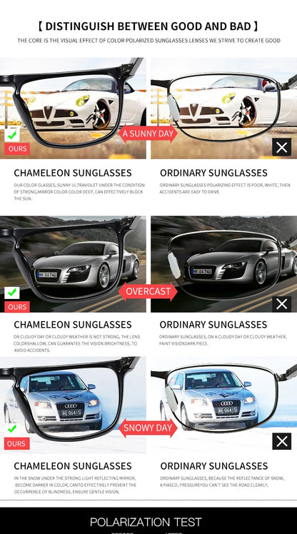 Značka Rivet Square Fotochromatické sluneční brýle Pánské Polarizované Dámské Sluneční brýle na řízení Denní a noční vidění Protisluneční brýle pro muže