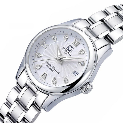 Mechanical ladies’ wristwatch by CARNIVAL – Elegant design, automatic movement, sapphire crystal, water-resistant.