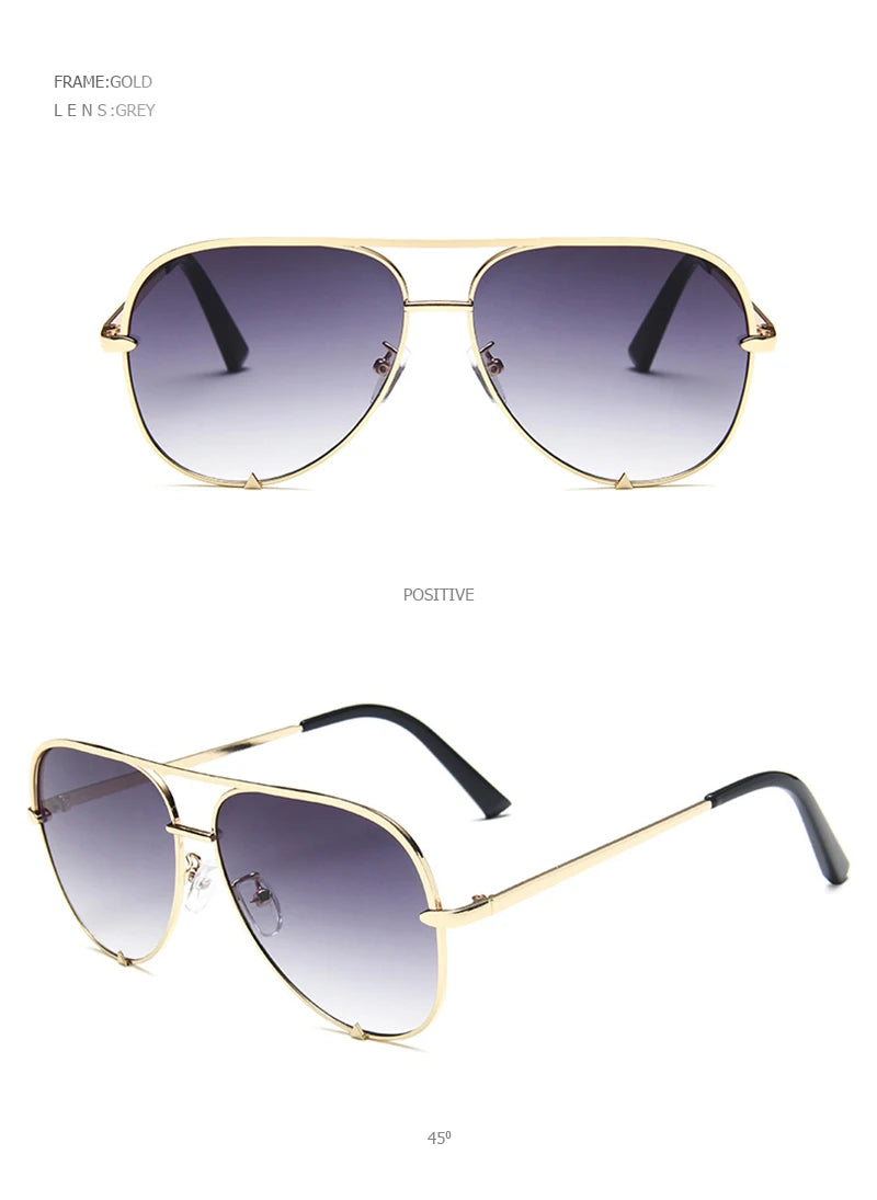 Classic Metal Aviation Sunglasses Women Fashion Alloy Pilot Sun Glasses Men Gradient Black Driving Shades Ladies UV400