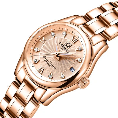 Mechanical ladies’ wristwatch by CARNIVAL – Elegant design, automatic movement, sapphire crystal, water-resistant.
