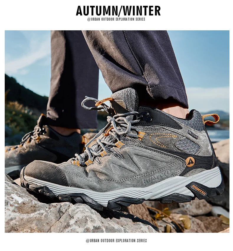 HUMTTO Waterproof Sneakers for Men, Hiking Shoes, Leather Trekking Boots for Women, Camping Hunting Men’s Mountain Tactical Ankle Boots