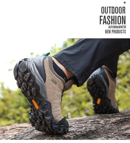 Humtto New Arrival Leather Hiking Shoes Wear-Resistant Outdoor Sport Men Shoes Lace-Up Men's Climbing Trekking Hunting Sneakers