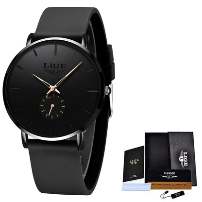 LIGE men’s watch – Sporty and trendy style, luxury brand, water-resistant, sleek and ultra-thin design, men’s quartz watch.