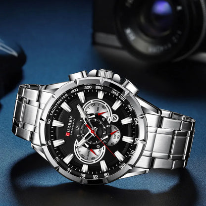 CURREN Men's Business Watch Luxury Brand Stainless Steel Wrist Watch Chronograph Army Military Quartz Watches