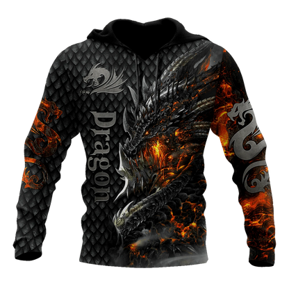 Prekrasna muška uniseks hoodie majica s kapuljačom s 3D printom vatrenog zmaja po cijeloj površini, jesenska streetwear ležerna jakna za trenirku KJ749