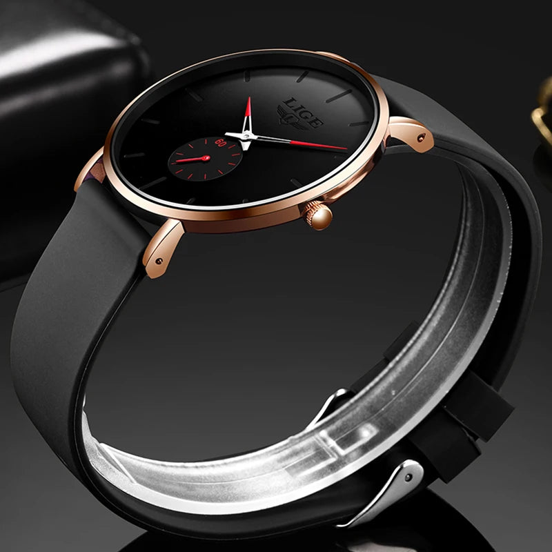 LIGE men’s watch – Sporty and trendy style, luxury brand, water-resistant, sleek and ultra-thin design, men’s quartz watch.