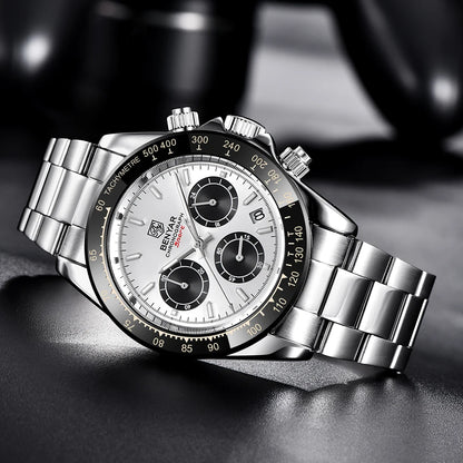 Zegarki męskie BENYAR – luksusowy chronograf, model sportowy, wodoodporny, ze stali nierdzewnej, z mechanizmem kwarcowym