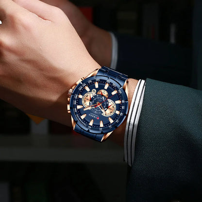 CURREN Men's Business Watch Luxury Brand Stainless Steel Wrist Watch Chronograph Army Military Quartz Watches
