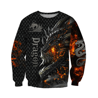 Prekrasna muška uniseks hoodie majica s kapuljačom s 3D printom vatrenog zmaja po cijeloj površini, jesenska streetwear ležerna jakna za trenirku KJ749