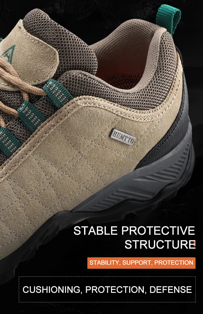 Humtto New Arrival Leather Hiking Shoes Wear-Resistant Outdoor Sport Men Shoes Lace-Up Men's Climbing Trekking Hunting Sneakers