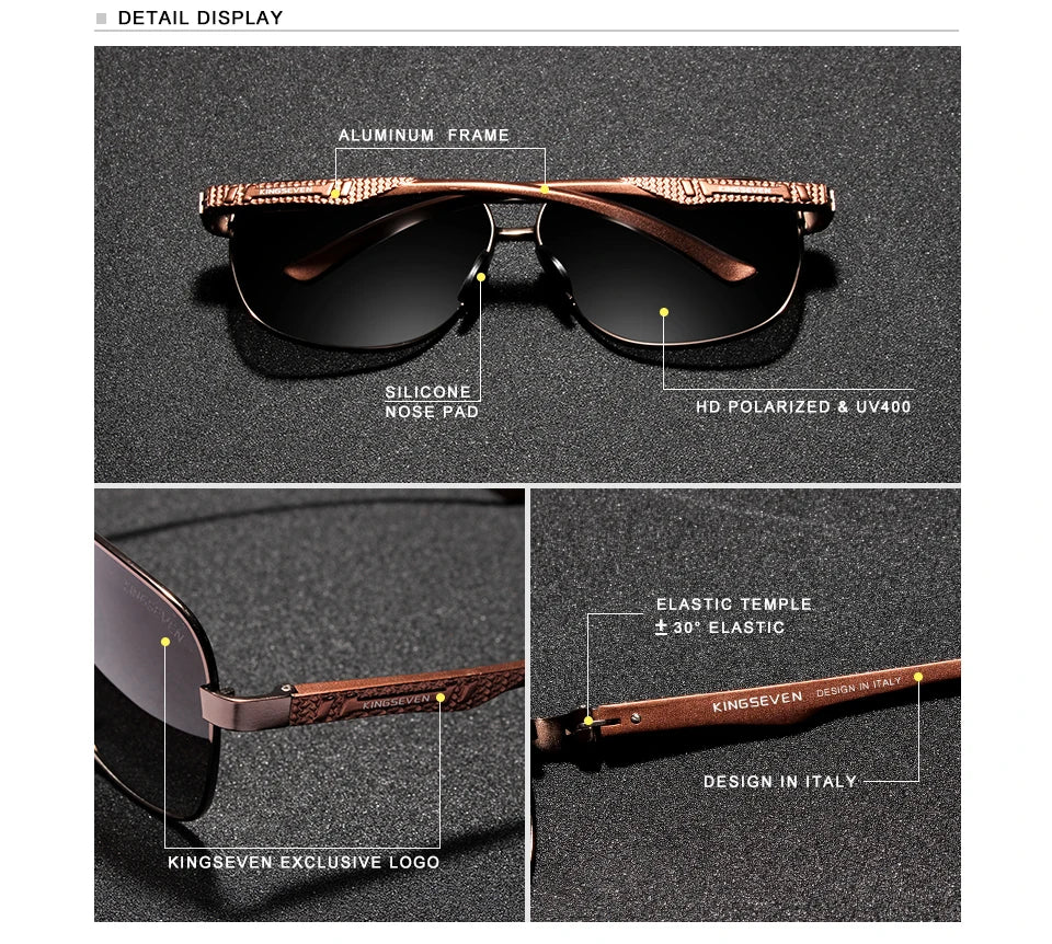 KINGSEVEN Nuovi occhiali da sole da uomo in alluminio, alla moda, da viaggio e da guida, occhiali da uomo Oculos con fascia, modello N7188
