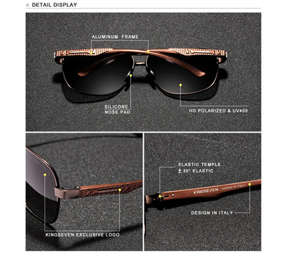 KINGSEVEN Nuovi occhiali da sole da uomo in alluminio, alla moda, da viaggio e da guida, occhiali da uomo Oculos con fascia, modello N7188
