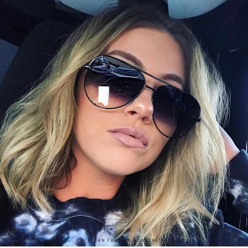 Classic Metal Aviation Sunglasses Women Fashion Alloy Pilot Sun Glasses Men Gradient Black Driving Shades Ladies UV400