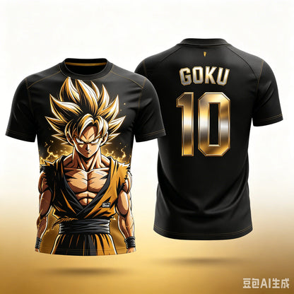 2026 Summer Nice Fabric Dragon Ball NO.10 Goku Licensed 3D Printed T-Shirt Breathable Quick Dry Adults S-6XL Children 90-160 Cm