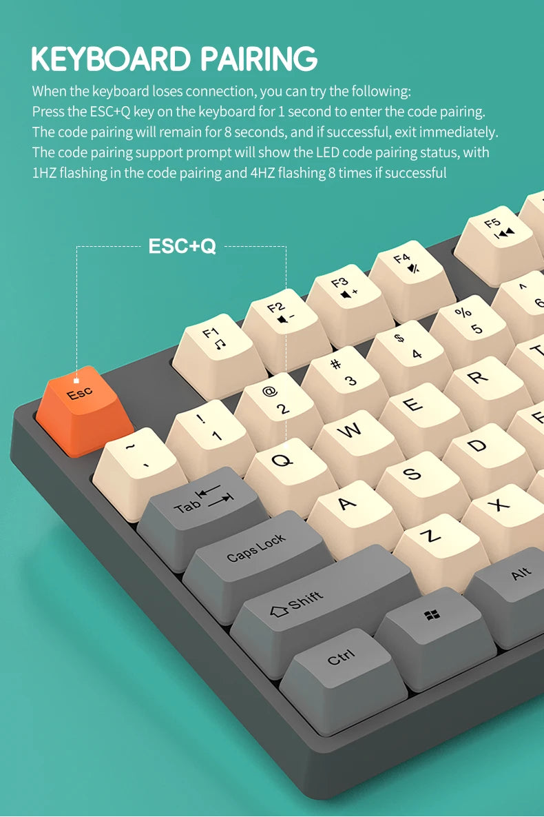 NexusClick kabelloses Gaming- und Office-Tastatur-Maus-Set, intelligente Energiesparfunktion, Full Size, 104 Tasten, 1600DPI einstellbar, USB für Laptop und PC