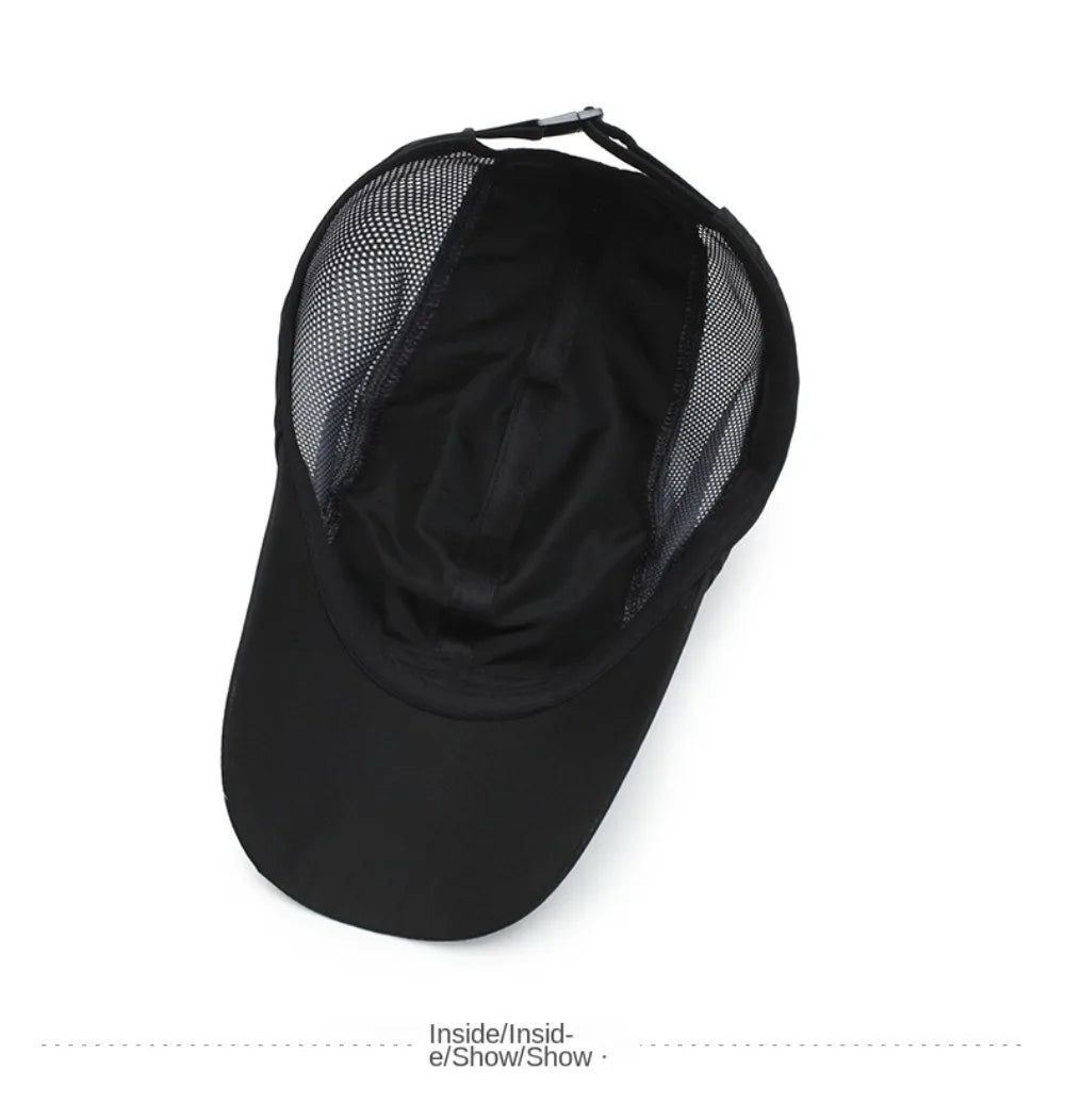 Unisex Wide Brim Mesh Baseball Cap Breathable Quick-drying Peaked Cap Adjustable Hip Hop Hats Outdoor Sports