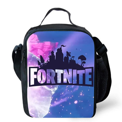 Saco de Almoço Térmico Isolado com Desenho Animado Fofo, Recipiente para Alimentos à Prova de Fugas, Reutilizável, Saco Frigorífico de Almoço Fortnite para Crianças e Estudantes