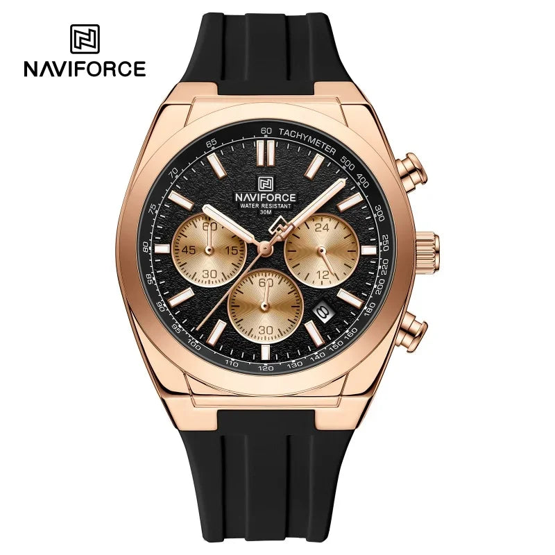 Montre-bracelet pour homme NAVIFORCE – Style luxe et sportif, mouvement à quartz, affichage 24 heures, guichet date, chronographe, étanche – Idée cadeau pour homme