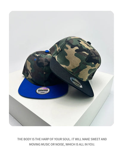 New Unisex Color Block Camouflage Baseball Hats Flat Eave Breathable Hip Hop Sunshade Peaked Caps Versatile Fashion Personal ins