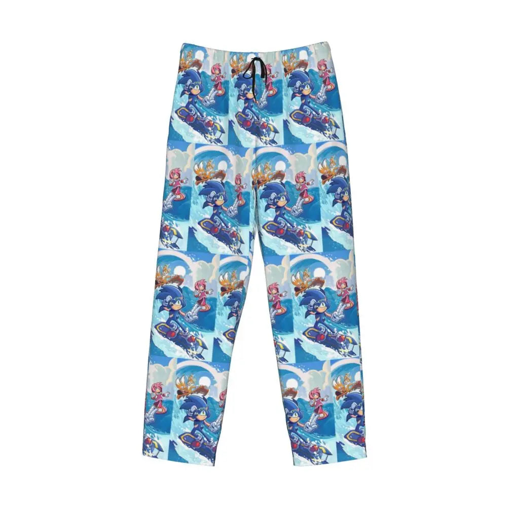 Custom Print Men's Soniced Pajama Pants Hedgehog Game Sleepwear Sleep Lounge Bottoms with Pockets