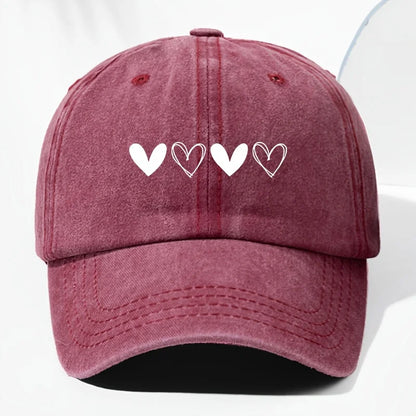 Unisex retro baseball cap with heart-shaped pattern for outdoor sun protection, suitable for truck drivers all year round.