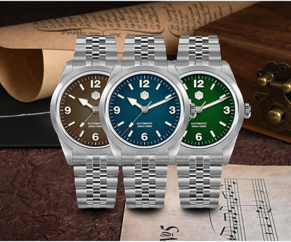 San Martin 38mm Men's Sport Watch Fashion Luxury Explore Climbing Automatic Mechanical Sapphire Waterproof 5 Links Bracelet BGW-9