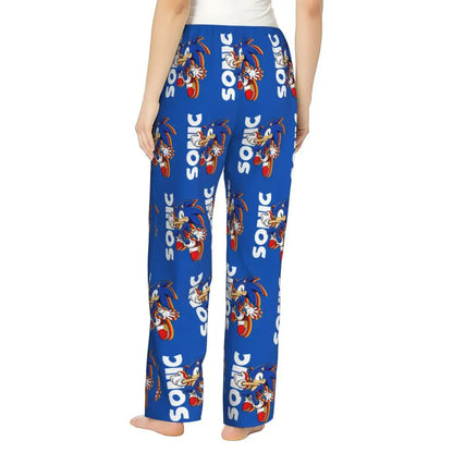 Custom Printed Womens Soniced Pajama Pants Hedgehog Game Sleepwear Sleep Lounge Bottoms with Pockets