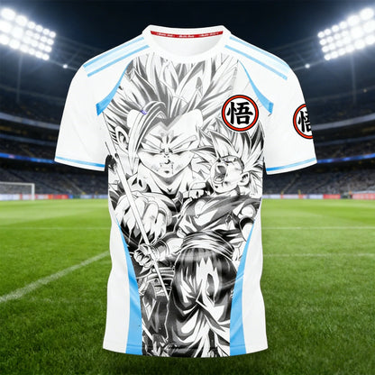 Bandai 2026 Summer Dragon Ball T-shirt Super Large Majin Begita Blue Lightning Print Breathable Neutral Street Wear