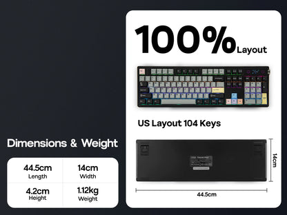 EPOMAKER TH108 PRO 100% Full-Sized Hot-Swap Wired/BT/2.4Ghz Wireless Mechanical Keyboard with Screen & Knob 10000mAh Battery
