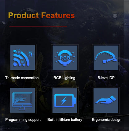 REDRAGON DEICIDE M816 PRO RGB USB gaming miš s podrškom za Bluetooth i 2.4G bežično povezivanje, 26000 DPI, 6 tipki, za gamere, žičani miš za računalo