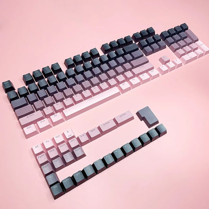 RGB-Gamer-Tastenkappen mit Farbverlauf-Hintergrundbeleuchtung für mechanische Tastaturen mit MX-Switches, OEM-Profil, PBT-Keycaps, Weiß/Blau, ISO-Layout, DIY-Tastenkappen