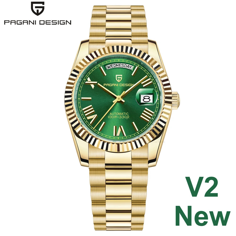 PAGANI DESIGN New DD36 Rose Gold Luxury Automatic Mechanical Watch For Men ST16 100M Waterproof AR Sapphire Glass Wristwatch Men