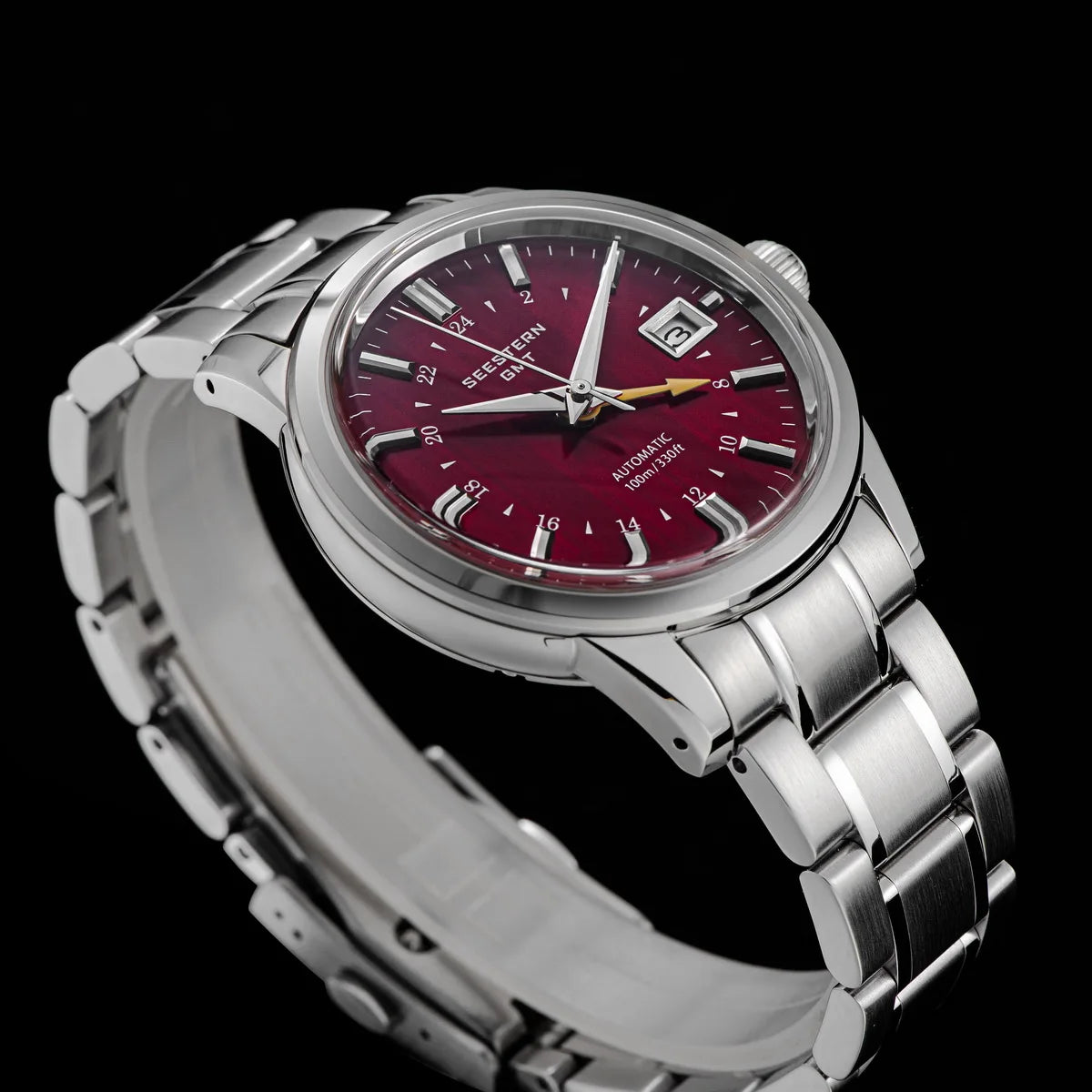 SEESTERN Men's Automatic Mechanical Wristwatch NH34 GMT Movement 10bar Waterproof Domed Sapphire Crystal Watch Limited S446 New