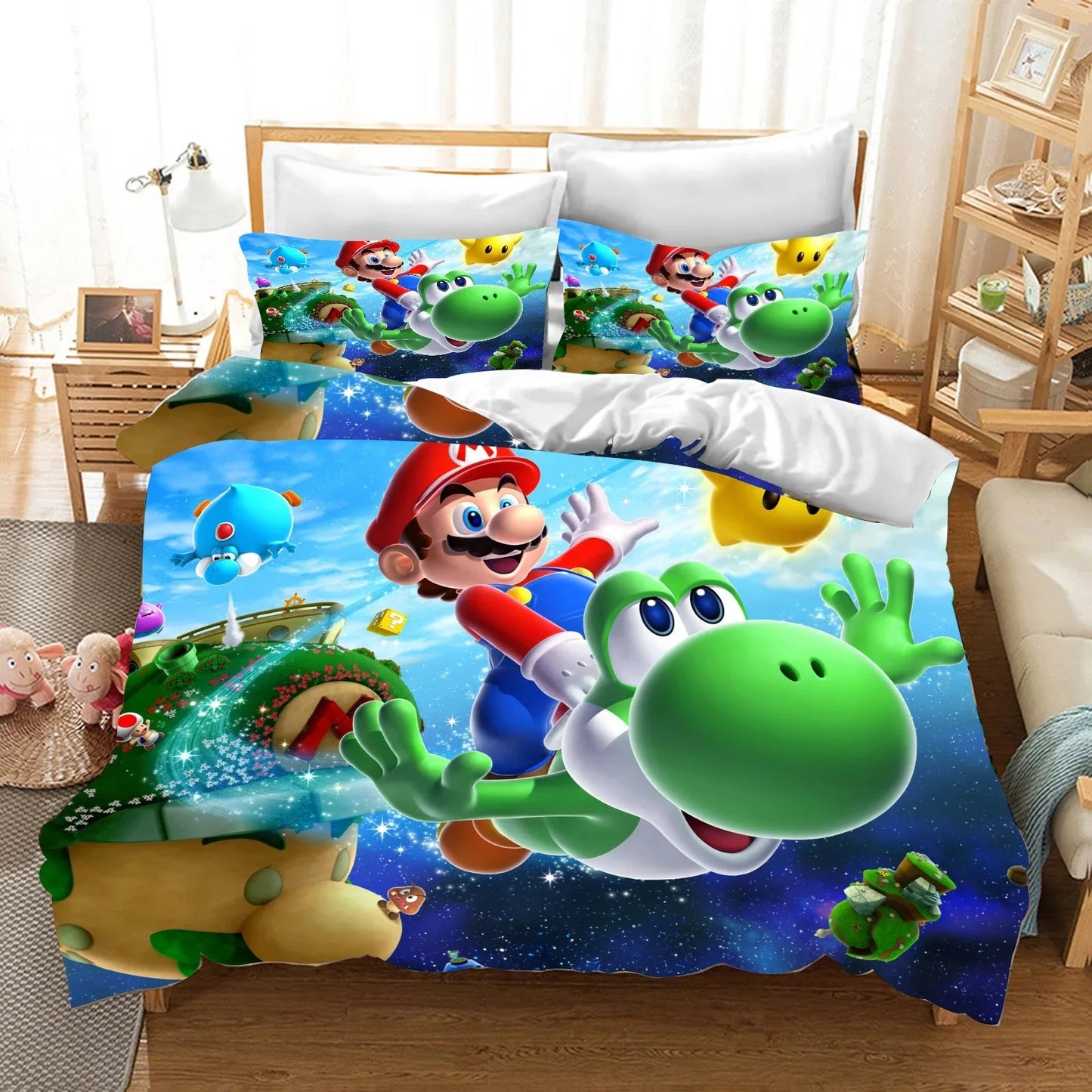Hot Super Mario Cartoon Game Cute All Season Duvet Cover And Pillowcase Teen Large/Queen Cute Bedroom Decoration Boys Girls Gift
