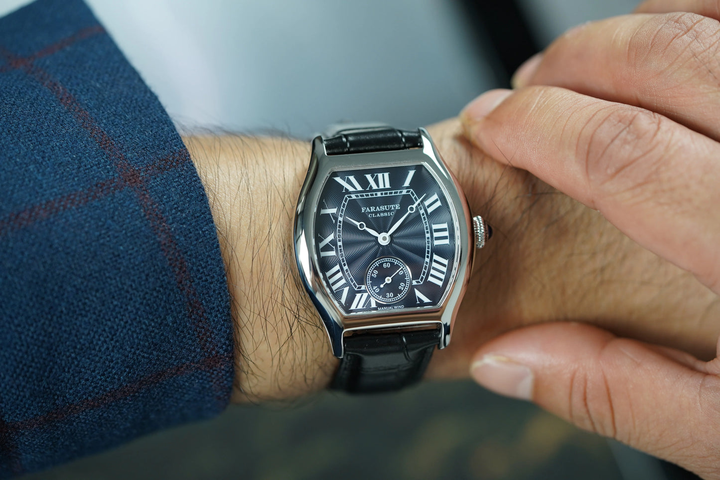 FARASUTE 36mm Retro Hangzhou Customized Manual Mechanical Movement Wristwatches Sapphire 5Bar Waterproof Watch Men reloj hombre