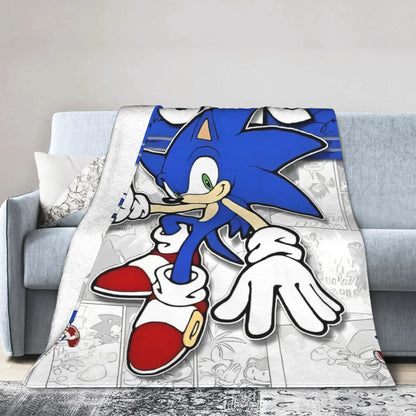 Shadow Game Blanket Soniced Cartoon Flannel Throw Blankets Summer Air Conditioning Decoration Lightweight Bedspreads